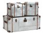 Aerospace Set of 3 Tarnished Silver Metal Trunks